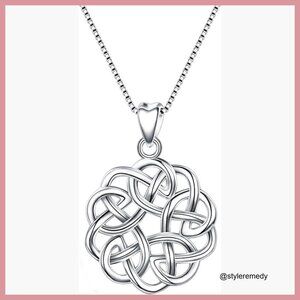 925 Sterling Silver Infinity Love Celtic Knot Pendant Necklace